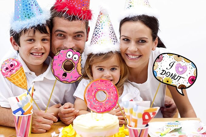 Zyozique 20 Pcs Donut Photo Booth Props,Donut Time for Girl Doughnut Birthday Party Supplies/Donut Birthday Party Supplies,Donut Photo Booth Props for Girls,Birthday Party,Baby Shower