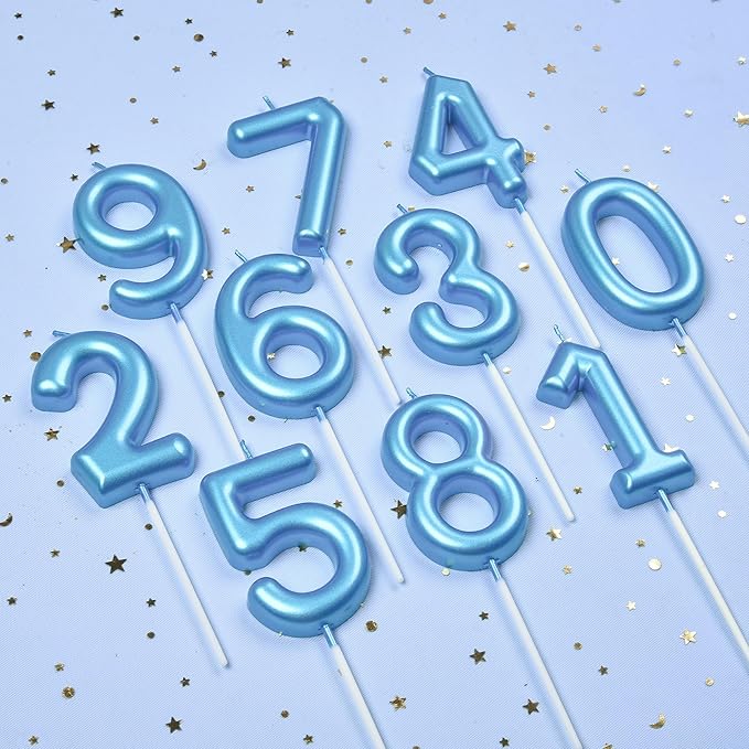 PHD Cake 2.76 inch Classical Blue 9 Number Birthday Candles for Party Celebration