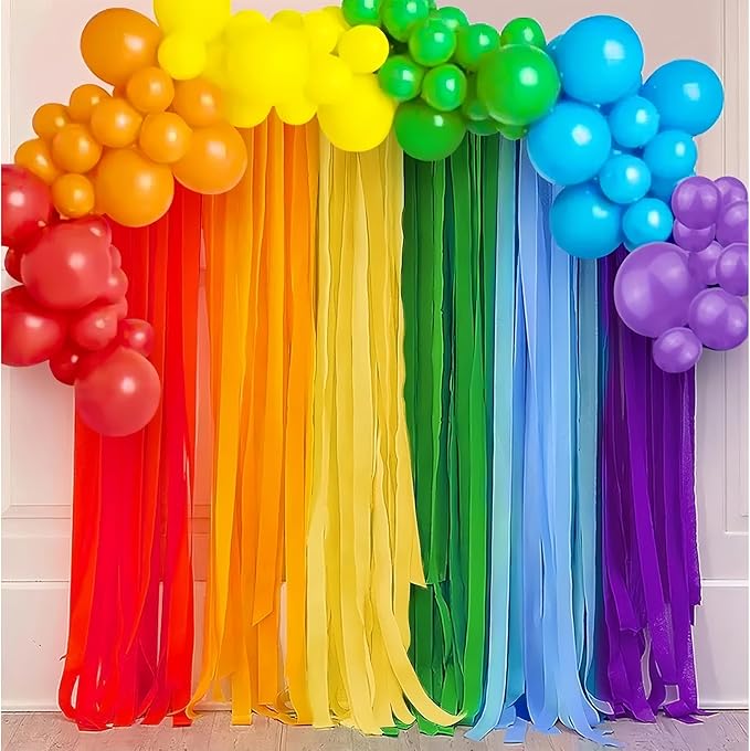 Crepe Paper Streamers 6 Rolls Rainbow Streamers 2.2 Inches 738 Feet, Streamers Party Supplies for Birthday, Wedding, Baby Shower, Bachelorette Party, Graduations Decorations, DIY Crafts