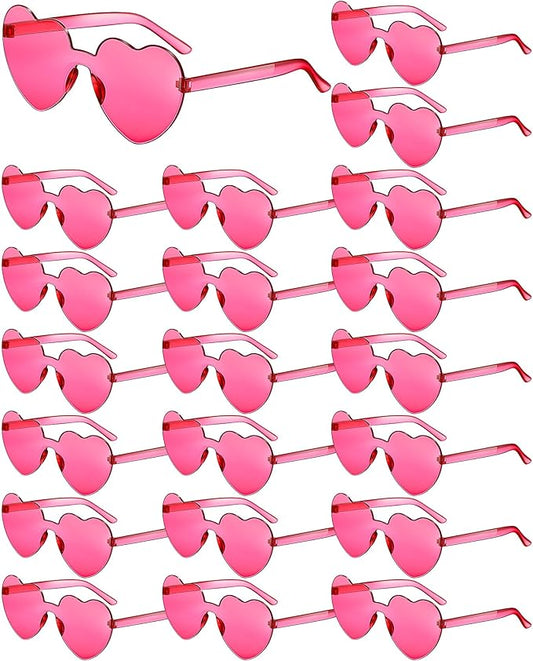 Frienda 20 Pairs Heart Shaped Sunglasses Rimless Candy Color Glasses for Women Men Party Favor