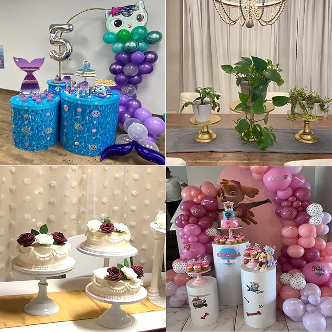 3 Pcs Metal Cake Stand, Cake Pop Stand Set of Disc Diameter 8" 10" 12", Tall Cake Stands for Dessert Table, Perfect Display for Wedding, Party, Birthday, Baby Shower, Decorations (Purple)