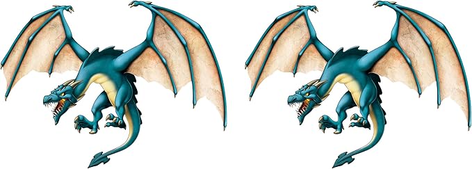 Beistle Jointed Dragons Photo Prop Backdrops, 51" Tall, Set of 2 - Fantasy Wall Decoration, Medieval Themed Party Cut Outs