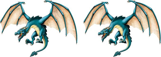 Beistle Jointed Dragons Photo Prop Backdrops, 51" Tall, Set of 2 - Fantasy Wall Decoration, Medieval Themed Party Cut Outs