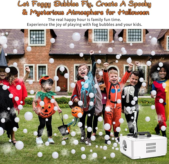 Wisdomlit Fog Bubble Machine, 2-in-1 Smoke Bubble Blower, 400W No-Spill Smoke Bubble Maker, 8000+ Colorful Bubbles | Fog Bubbles for Indoor Outdoor Birthday Halloween Party (White)