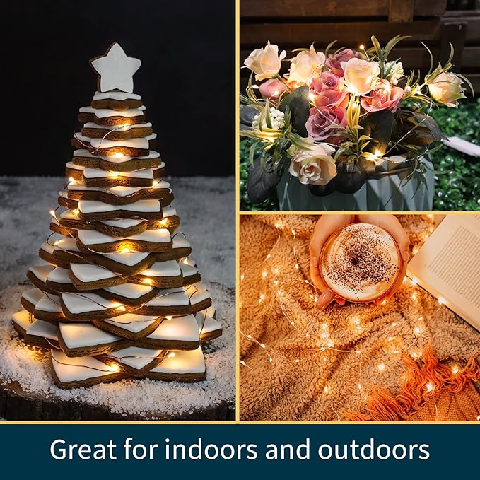 20 Pack Warm White Battery Operated Fairy Lights, 7ft 20 LED Mini String Lights, Copper Wire Twinkle Firefly Starry Lights for Mason Jars, Wedding, Party, Christmas, Table Centerpiece & Bedroom Decor