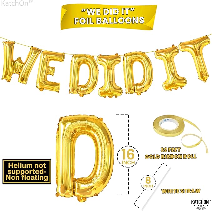 Gold Graduation Decorations 2026-16 Inch, Gold We Did It Balloons | We Did It Banner | Graduation Balloons for We Did It Decorations, Class of 2026 Decorations, KatchOn
