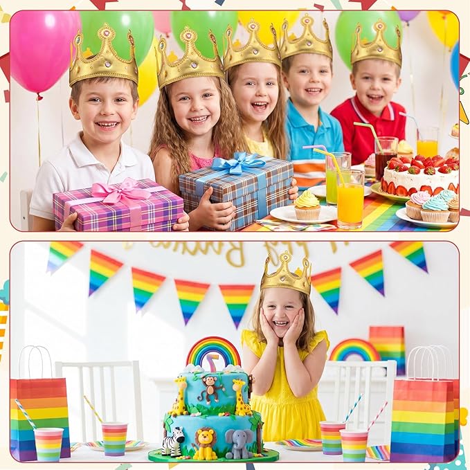 Yaomiao 66 Pieces Foam Princess Tiaras DIY Crowns Kids Party Favors Craft Crystal Diamond Sticker Girls Making Your Own Tiara (66 Pcs,Gold,Gentle Style)