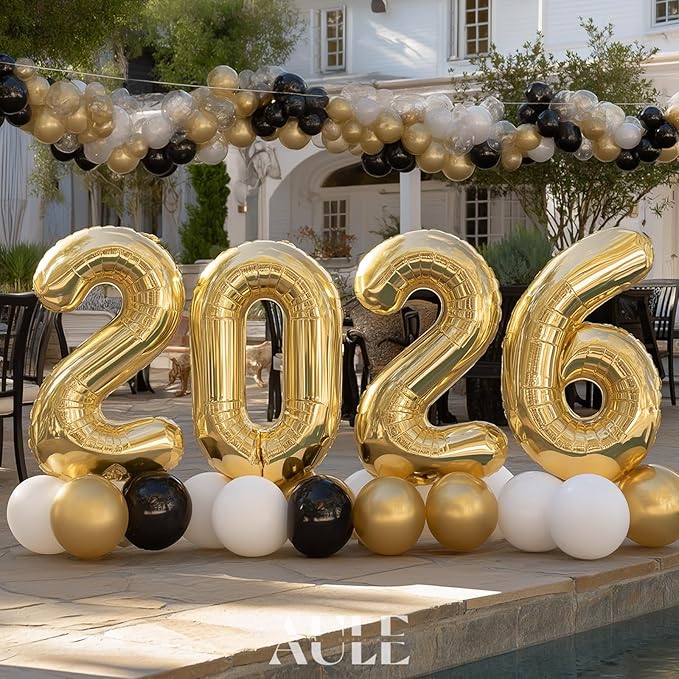 AULE 40 Inch Large 9 Balloon Numbers Light Gold, Big Foil Number Balloons, Giant Helium Happy Birthday Party Decorations for Man and Women, Huge Mylar Anniversary Party Supplies