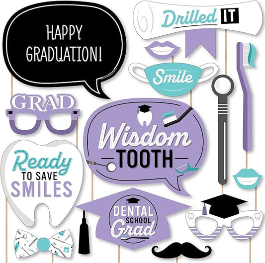 Big Dot of Happiness Dental School Grad - Dentistry and Hygienist Graduation Party Photo Booth Props Kit - 20 Count