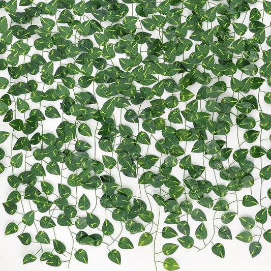 CEWOR 10 Pack Artificial Vines for Room Decor, Artificial Ivy Greenery Garland Fake Vines Hanging Plants Backdrop, Faux Green Leaves for Home Bedroom Wall Decoration