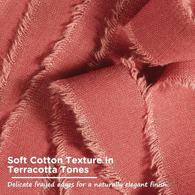Terracotta Cotton Ribbon 1 Inch Terracotta 3 Rolls 21 Yards Frayed Edge Fabric Set for Rustic Wedding Decor, Bridal Bouquet Wrap, Boho Bridal Shower, Gift Wrapping, Fall Decor & Thanksgiving