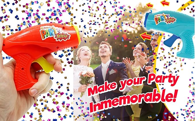 JA-RU Confetti Poppers for Kids (12 Pack) Colorful Party Poppers Confetti Shooters, Confetti Gun, Party Favors for Gender Reveal, Wedding, Birthday & New Year’s Eve | 955-12s