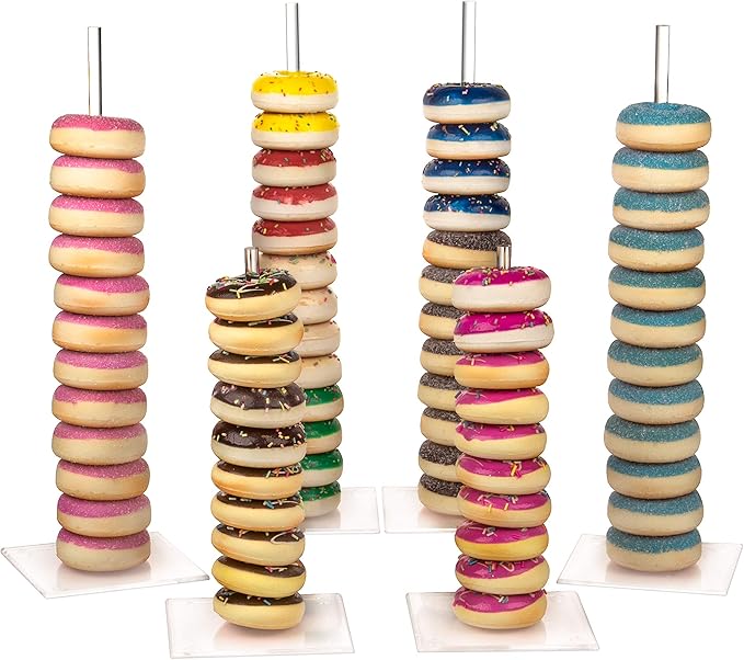 Acrylic Donut Stands, 6 Pack Clear Donuts Display Stand, Doughnuts Tower Holder for Dessert Table, Bagel Holders for Wedding Birthday Treat Parties, Class Reunion, Children's Birthday Party,