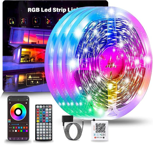 NBBUFF 290FT LED Lights for Bedroom, RGB LED Strip Lights Music Sync Color Changing Effects, DIY Cuttable Led Light Strip with Remote and App Control Led Lights for Room Decor (3 Rolls of 97ft)