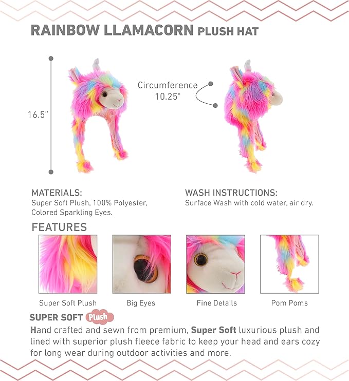DolliBu Plush Hat – Super Soft Fleece Stuffed Animal Beanie with Ear Flaps, Cozy Warm Winter Hat for Kids – One Size