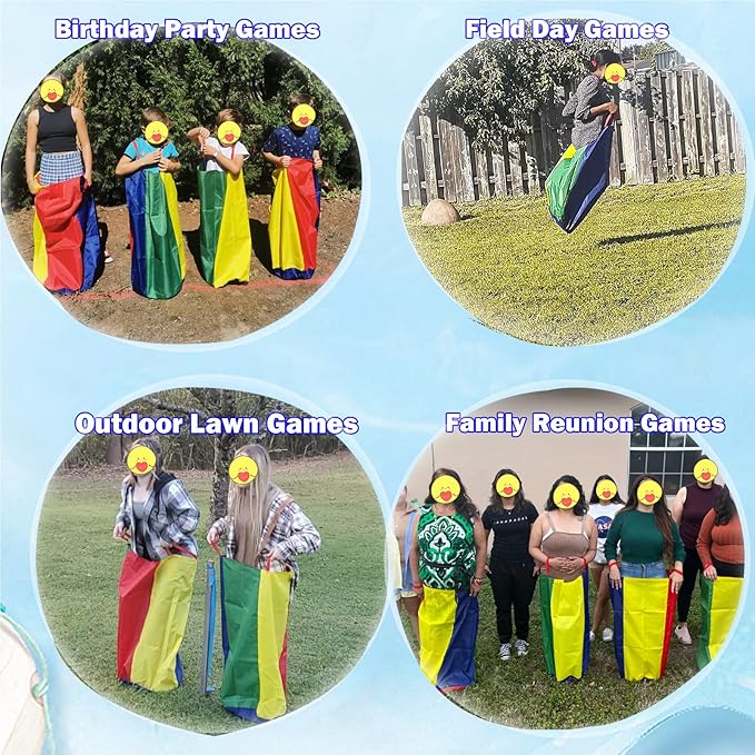 CWLAKON 6 Pack Potato Sack Race Bags for Kids Adults Family Outdoor Field Day Birthday Party Yard Backyard Camping Picnic Easter Fall Themed Thanksgiving Halloween Christmas 4th of July Party Games