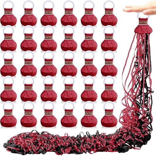 WinnerWhy 30 Pcs No Mess Confetti Poppers Hand Throw Streamers Party Poppers for Graduation 2026 Birthday Celebrations Wedding Engagement Bachelorette Party Supplies(Black and Wine Red)