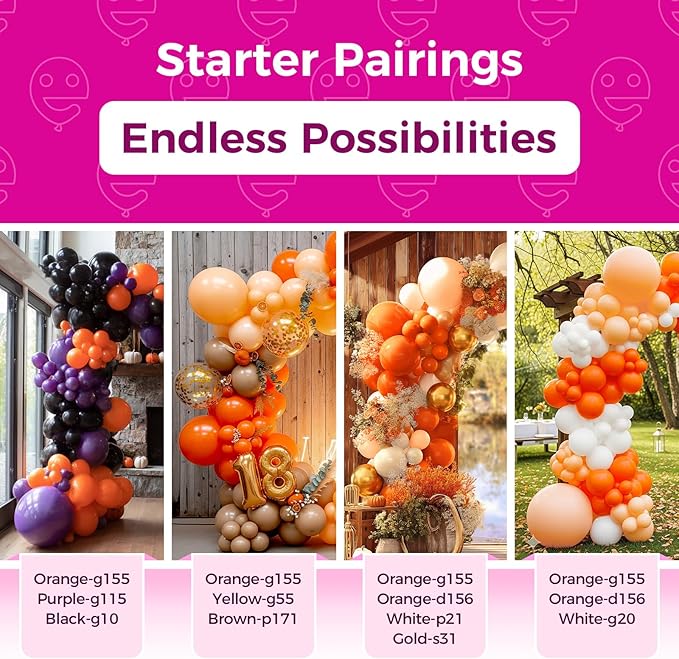 Bezente Orange Balloons Latex Party Balloons - 150 Pack 5 inch Matte Small Orange Helium Balloons for Birthday Wedding Bridal Shower Halloween Party Decorations