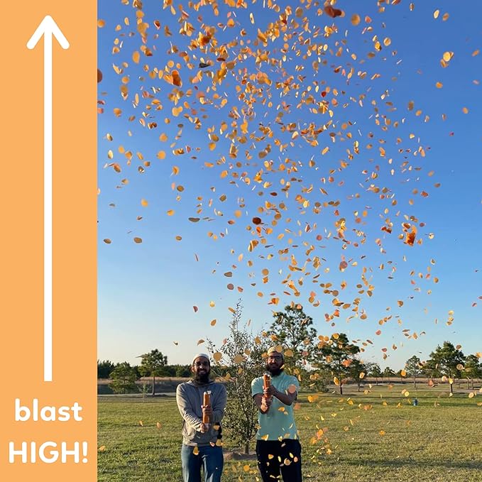 2 Pack Confetti Cannon Confetti Poppers | Biodegradable Orange Confetti | TUR Party Supplies | Launches Up to 25ft | Giant (12 in) | Party Poppers for Graduation, Birthdays, Weddings, and Memorial Day