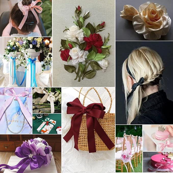 400 Yard Satin Ribbon Single Face 16 Solid Color Fabric Ribbon Bulk,25 Yard per Roll in 1 Inch Wide,16 Rolls,Assorted Ribbon Perfect for Gift Wrapping/Christmas/Wedding Favors/Party Decoration