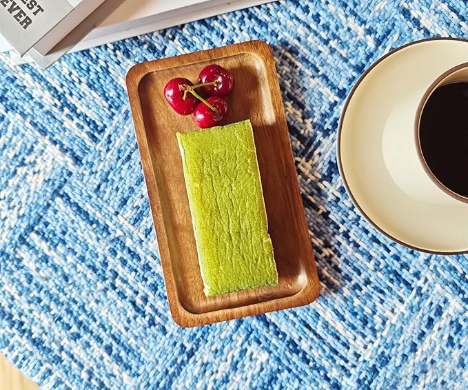 Small Wooden Tray (7.5 x 4.1 inch) 3 Pack, Rectangular Mini Serving Tray for Coffee Tables, Dessert, Snack, Fruit, Acacia Wood Platter for Vegetable, Decor Restaurant