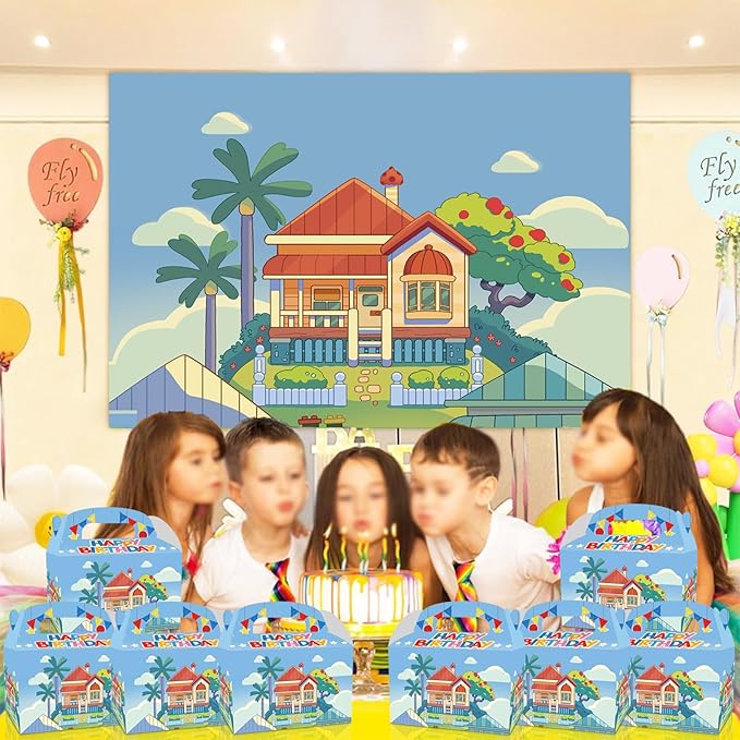 12 PCS Blue Dog Birthday Party Supplies,Cartoon Blue Party Decorations bags, candy boxes,Dog Birthday Party Decorations