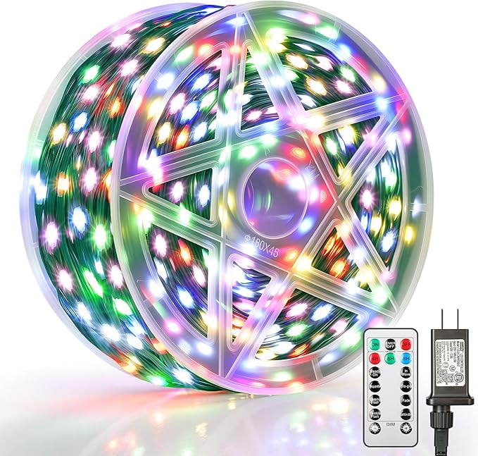 Mlambert 1050 LED Christmas Lights 344FT, Outdoor Waterproof Dimmable Fairy Lights with Remote, 8 Modes Indoor Lighting for Holiday Décor, Multicolor
