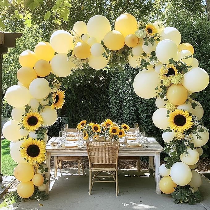 RUBFAC 87pcs Pastel Yellow Balloons Different Sizes 18 12 10 5 Inches for Garland Arch, Premium Yellow Latex Balloons for Birthday Party Wedding Baby Shower Bridal Shower Decorations