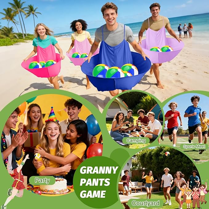 Granny Pants Outdoor Game, Granny Pants Yard Game for Adults with Bouncy Balls and 1 Air Pump (Random Colors), Granny Pants Game Granny Skirt Outdoor Game for Family Reunion Team Game Party