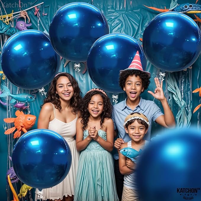 KatchOn, Metallic Blue Balloons - Big 22 Inch, Pack of 6 | Blue Mylar Balloons for Fathers Day Decorations | Graduation Decorations 2026, Blue Party Decorations, Birthday Decorations