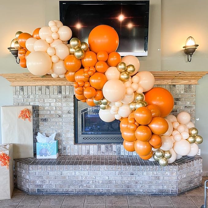 Burnt Orange Balloons Garland Arch Kit Dark Orange Balloon Different Sizes 12Inch 5Inch Fall Balloons for Thanksgiving/Baby Shower Party Decorations