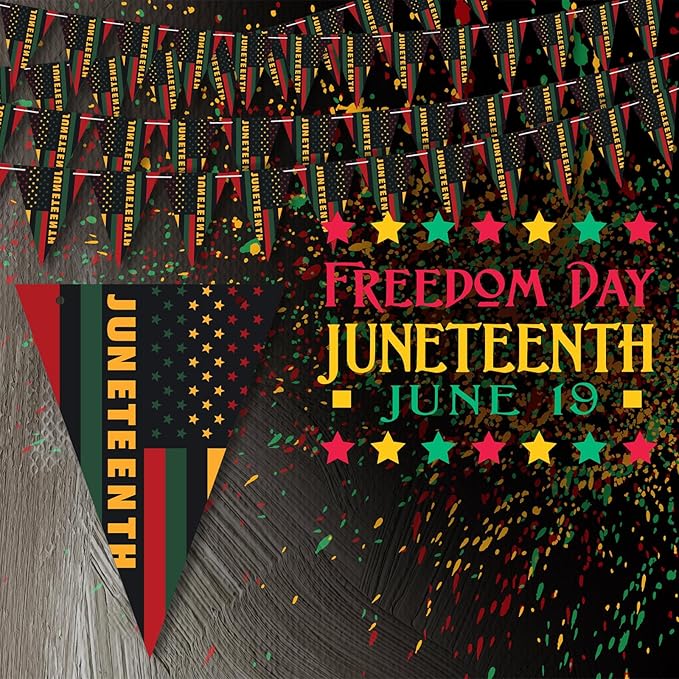 5 Pcs Juneteenth Paper Banners June 19th Paper Banners for African American Festival Celebration Supplies Outdoor Decorations