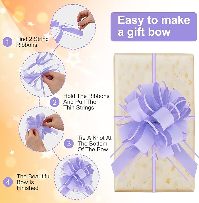 20pcs 7 Inch Pull Bows Pastel Purple Gift Wrap Bows for Gift Wrapping, Ribbon, Party Decorations