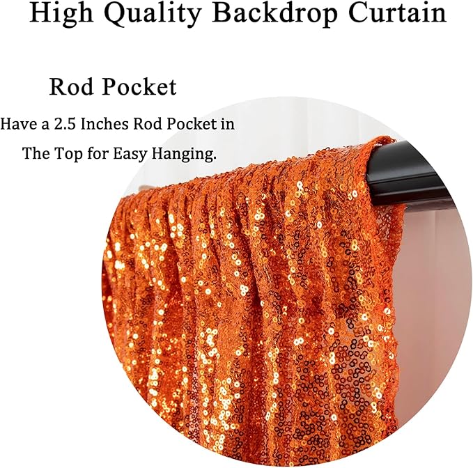 DUOBAO 4 Panels 2x8ft Orange & Burgundy Sequin Backdrop | Sparkle Photography Drape | Seamless Shiny Wall for Weddings, New Year and Events
