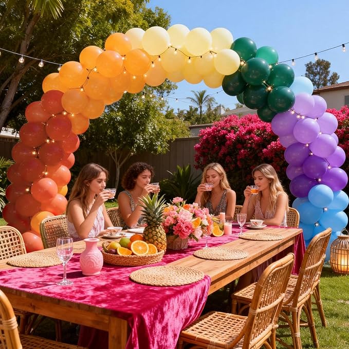 Boho Rainbow Balloon, Retro Dusty Baby Blue Orange Dark Light Yellow Pastel Lavendar Mutilcolor Balloon Assorted Colorful Muted Balloons for Kids Birthday Baby Shower Summer Safari Party Decorations