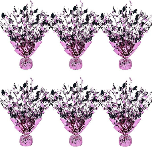 6 Packs Graduation Decorations Centerpieces for Tables Metallic Foil Star Graduate Cap Burst Tabletop Display in Pink and Black for Grad Ceremonies Celebrations Party Decor Supplies 12 (Pink)