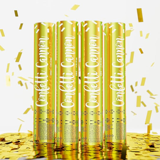 4 Pack Gold Confetti Cannon Poppers, Confetti Shooter, Party Popper for Celebration, Birthday, Graduation, New Year's Eve Party （Gold）