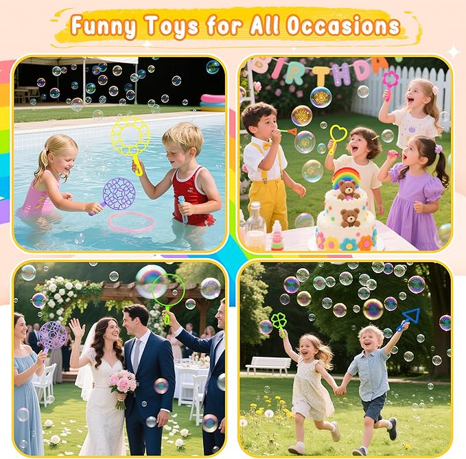 Bubble Wand Set 26 PCS Large Bubble Wands with Tray,Giant Bubbles Maker Wand Set for Kids Summer Outdoor Birthday Party Favors