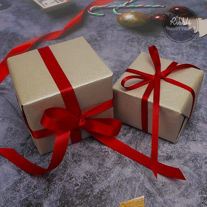 Ribbli Double Faced Red Satin Ribbon,1/2” x Continuous 25 Yards,Use for Bows Bouquet,Gift Wrapping,Floral Arrangement