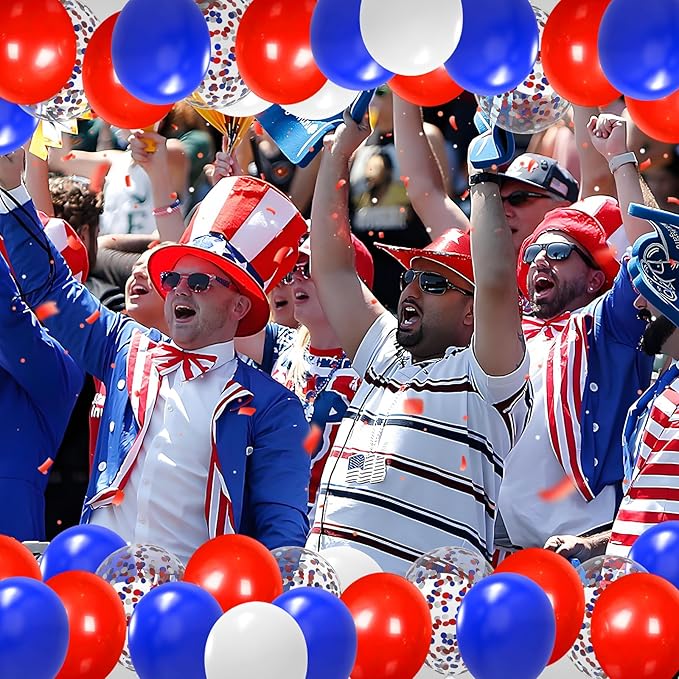 Red White and Blue Balloons,65Pcs Red and Blue Latex Balloons for 4th Of July Patriotic Balloon Graduation Birthday Party Decorations