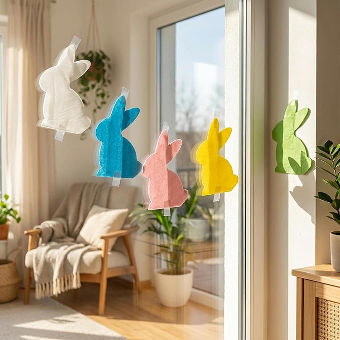 50 Pcs Bunny Die-Cut Party Napkins, 5 Pastel Colors Paper Napkins Disposable, Beverage Lunch Napkins for Birthday, Baby Shower, Tea Party