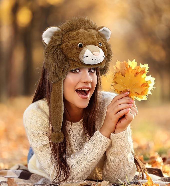 DolliBu Plush Hat – Super Soft Fleece Stuffed Animal Beanie with Ear Flaps, Cozy Warm Winter Hat for Kids – One Size