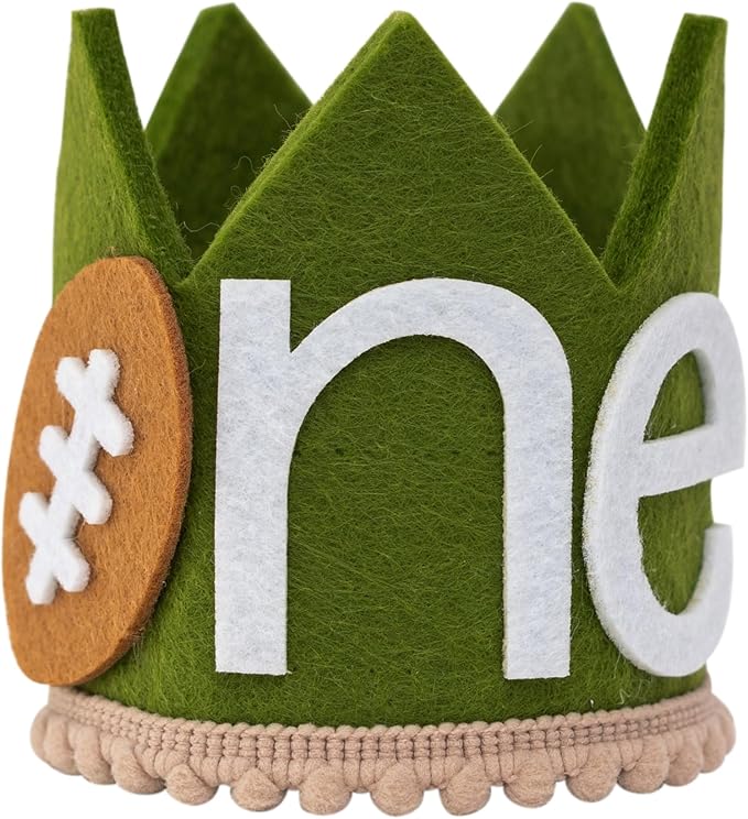 VANGNING Football 1st birthday crown, Football outfit, one year down birthday, our little rookie party hat,Birthday Prop