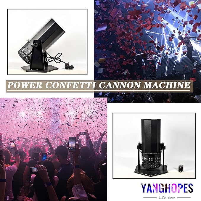 1500W Professional Confetti Machine Confetti Cannon Machine Electric Confe-tti Launcher Confe-tti Tubes W/Wireless Remote, for Special Event, Parties, Club, Wedding, Concerts