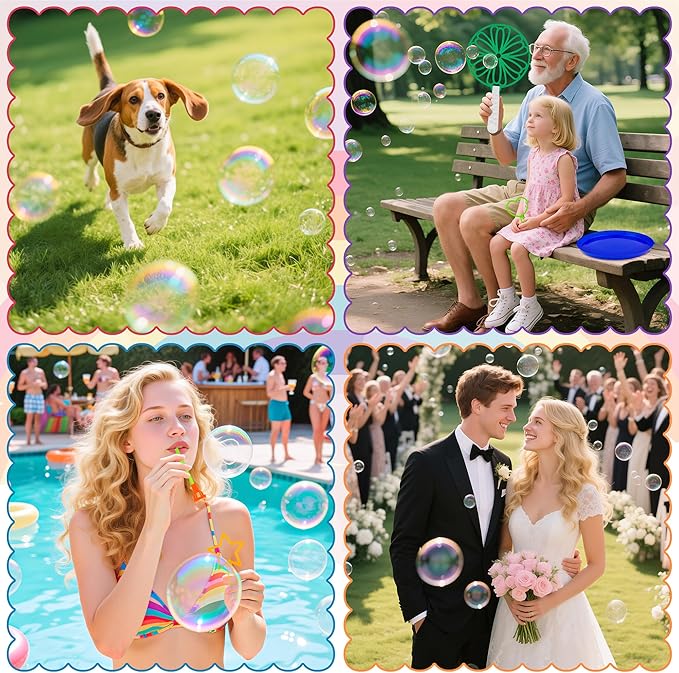 Giant Bubble Wand Kit, 24 Pcs Big Bubble Wands Set with Tray Funny Bubble Maker for Kids Summer Outdoor Birthday Party Favors Gifts