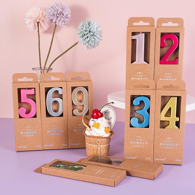 PHD CAKE 2.76 Inch Modern Gold 1 Number Birthday Candles, Gold Number Candles, Cake Number Candles, Party Celebration