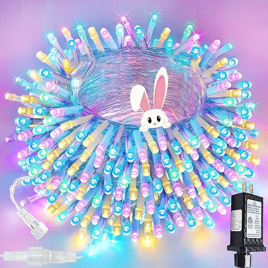 Connectable 200 LED Easter Lights Indoor Outdoor with Timer, 66FT 13 Modes Easter Pastel Lights Multicolor Lights, Waterproof Twinkle Fairy Lights Plug in Clear Wire for Christmas Bedroom Easter Decor