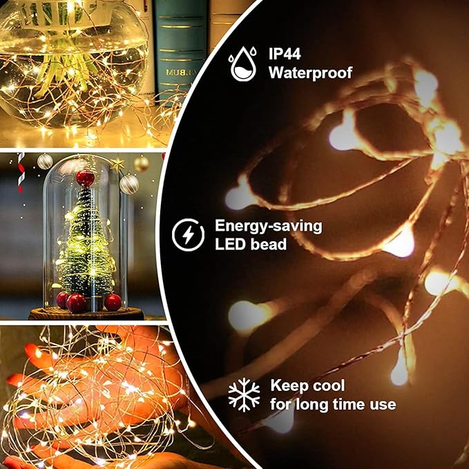 Fairy Lights Plug in,2Pack 100FT 300LEDs Waterproof Led String Lights,8Modes Remote Twinkle Light for Outdoor Indoor Christmas Wedding Birthday Garden Party Decorations,Silver Wire,Warm White