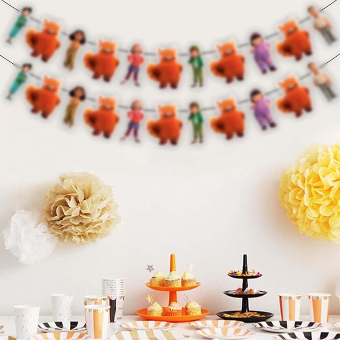 Trning Red Garland Decoration – Storybook Inspired Red Theme Hanging Garland for Birthday Celebration Setup, Wall and Backdrop Display, Party Room Styling, Photo Area Decoration.