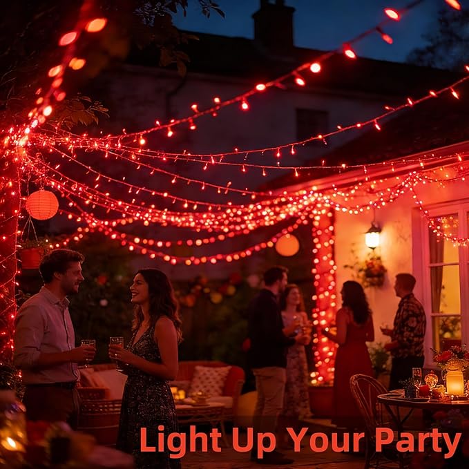 300 LED Indoor Red Valentine String Lights with 12 Modes, Connectable Red Valentine Lights with Timer, Dimmable Twinkle Fairy Lights, 75FT LED Outdoor Christmas Lights for Bedroom Patio Party Decor